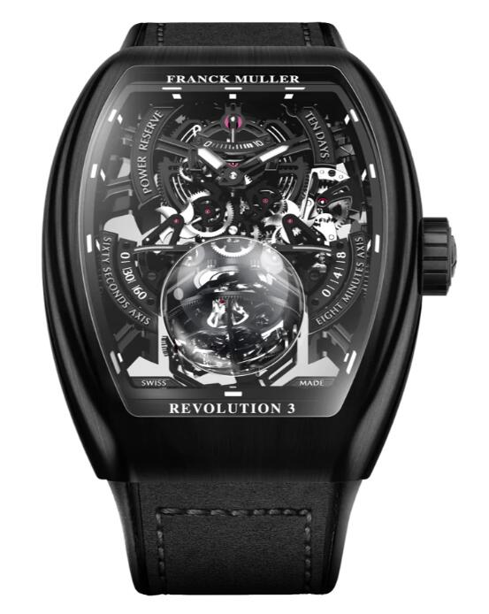 Franck Muller Vanguard Revolution 3 Skeleton Brushed Black Titanium Replica Watch V50 REV 3 PR SQT NRBR (NR)